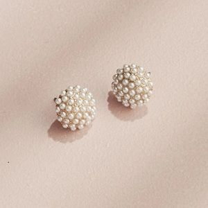 Pearl Pave Earrings with Gold Posts